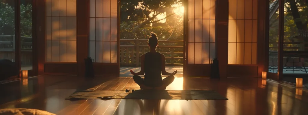 a person practicing mindfulness and meditation in a peaceful setting.