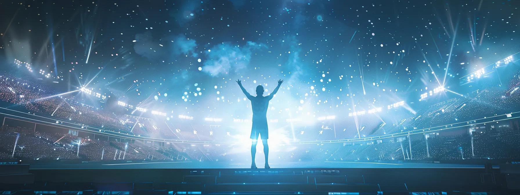 an athlete visualizing their victory on the podium, surrounded by images of successful business leaders and ordinary individuals achieving their goals through creative visualization.