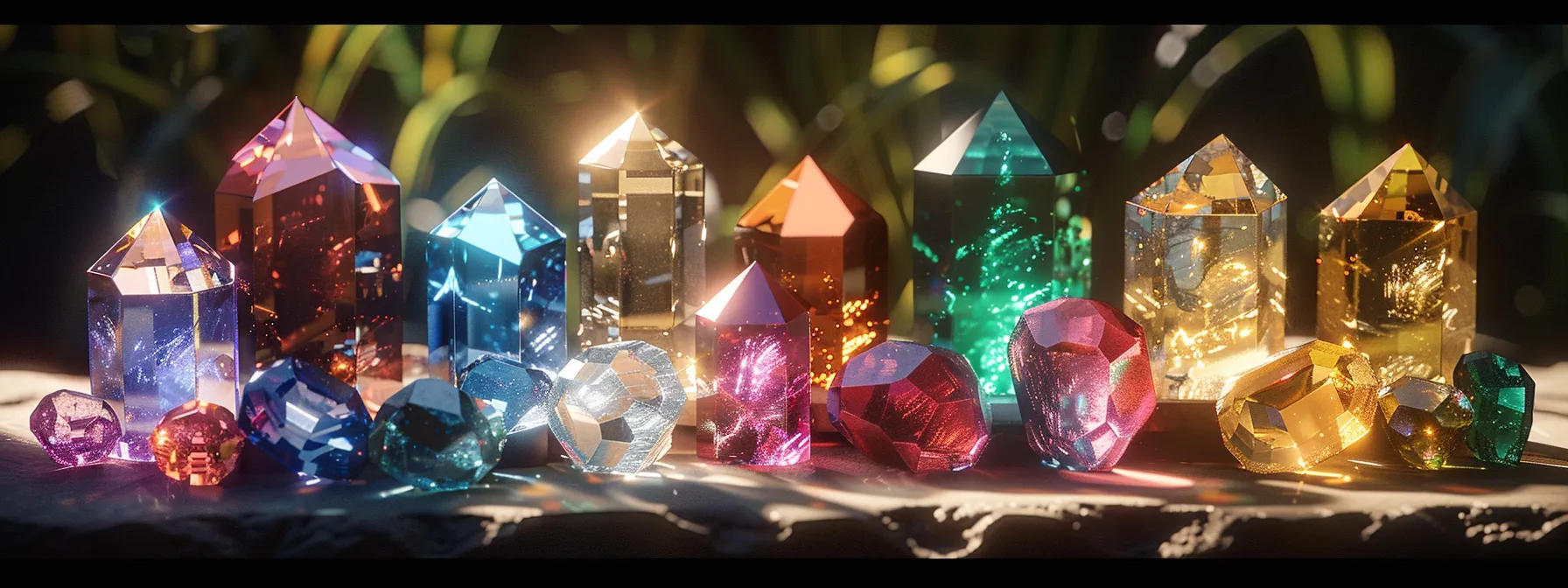 a collection of vibrant birthstones glittering in the sunlight, representing the unique identity and personal significance of each gemstone.