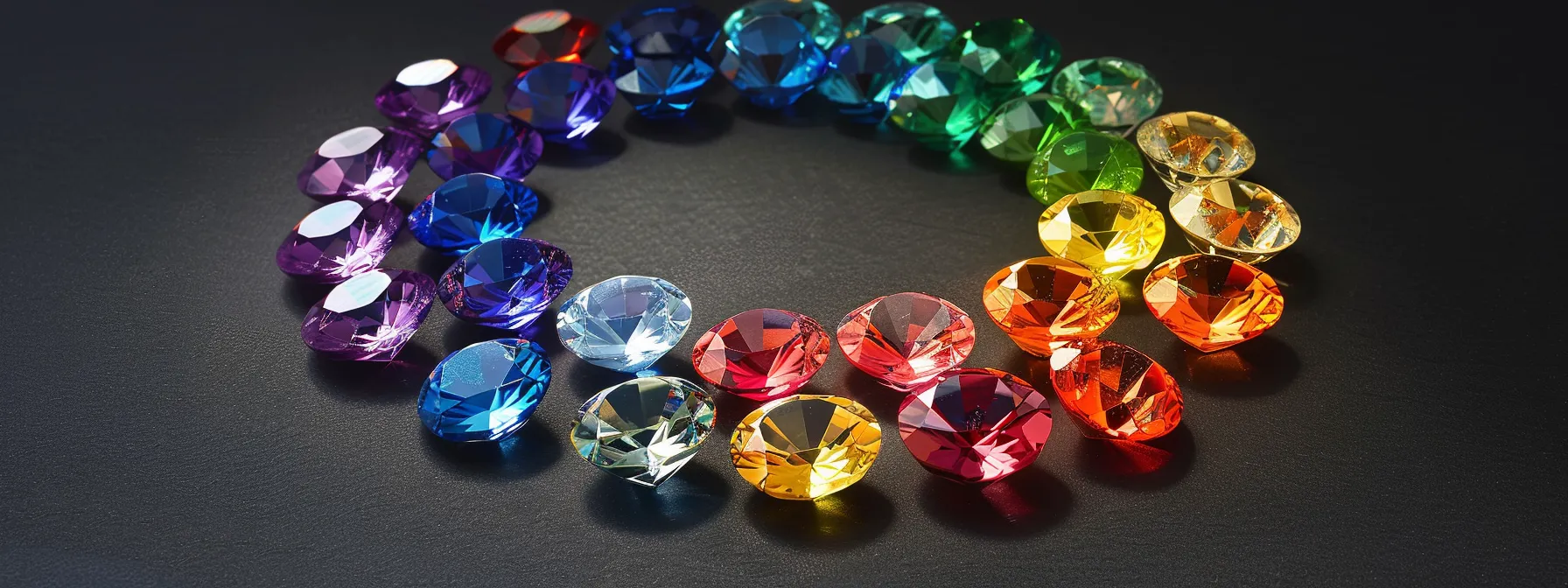 a dazzling display of colorful gemstones arranged in a circle, each representing a different birthstone linked to a specific month.